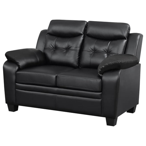 Finley - Upholstered Padded Arm Tufted Loveseat - Black - Simple Home Plus