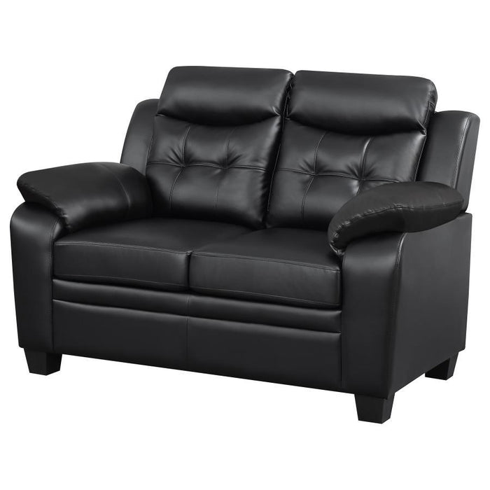 Finley - Upholstered Padded Arm Tufted Loveseat - Black - Simple Home Plus