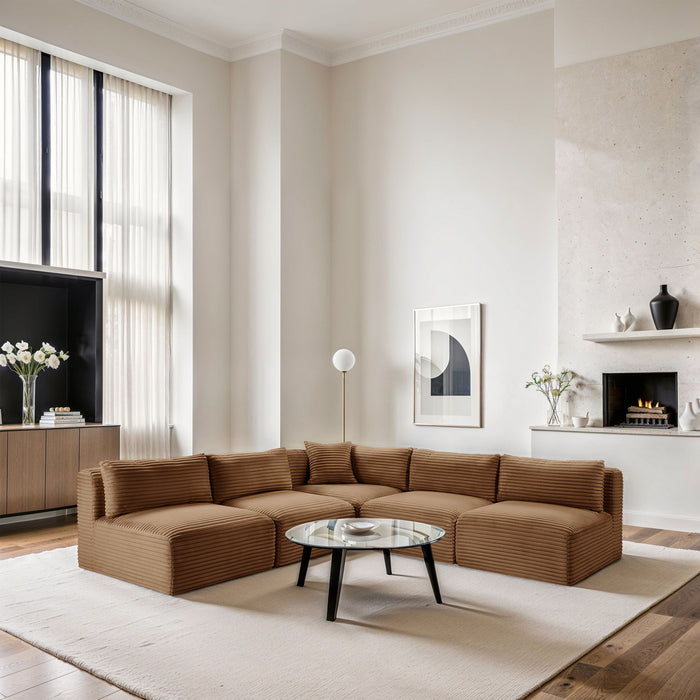 Shaggy - Fabric 5 Piece Modular Corner Armless Sectional - Simple Home Plus