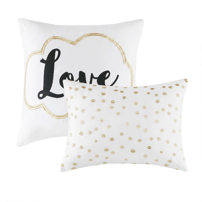 Raina - Metallic Printed Comforter Set - Ivory / Gold - Simple Home Plus