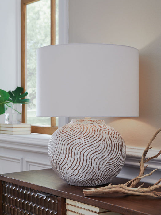 Vien - Terracotta Table Lamp - Distressed White - Simple Home Plus