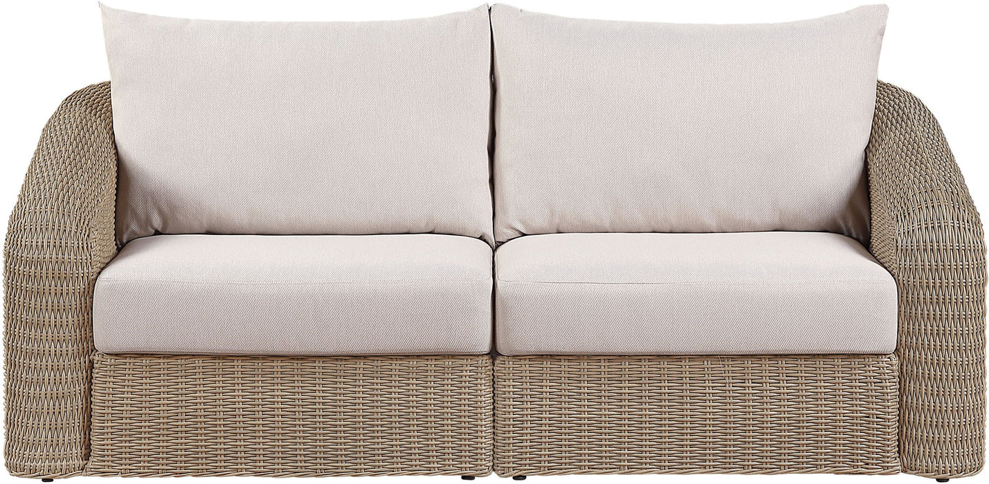 Seacrest - Olefin Water Resistant Fabric And Wicker 2 Piece Outdoor Patio Modular Loveseat