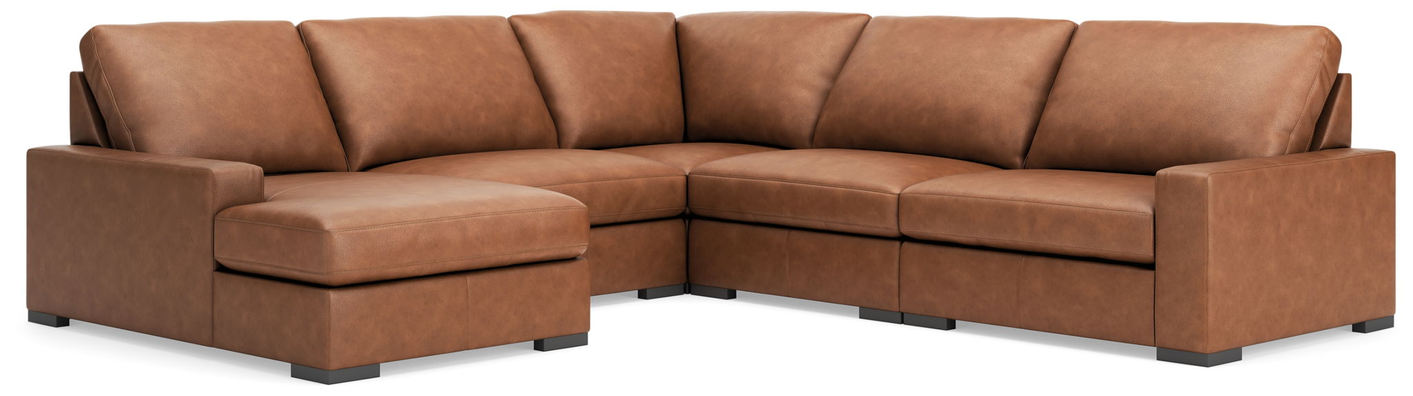 Calden - 5-Piece Sectional With LAF Corner Chaise - Caramel - Simple Home Plus