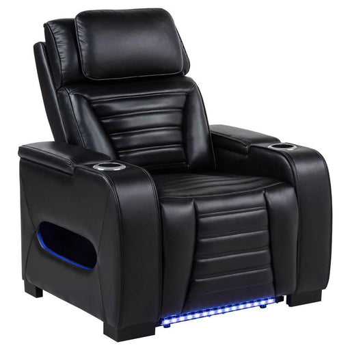 Zuma - Faux Leather Upholstered Dual Power LED Recliner - Black - Simple Home Plus