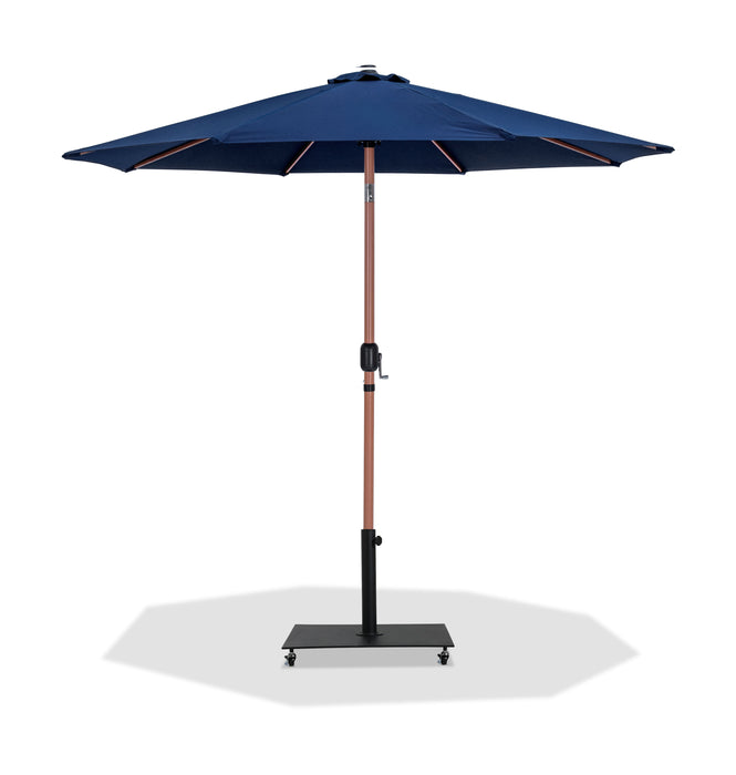 Fiji - Aluminum Patio Umbrella With Square Black And Teak Base - Simple Home Plus