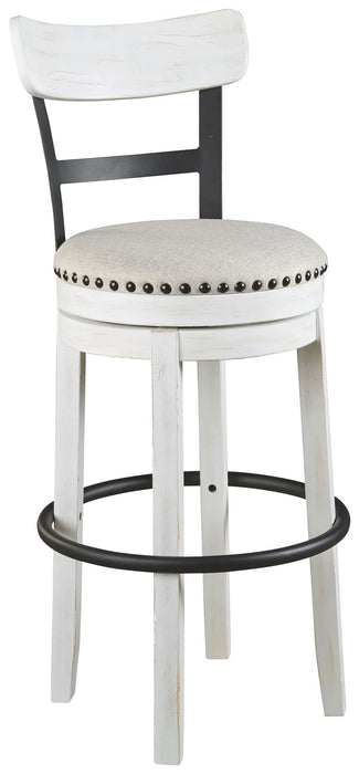 Valebeck - Tall Upholstered Swivel Barstool White