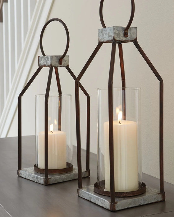 Diedrick - Indoor/Outdoor Lantern Set (Set of 2) - Gray / Black - Simple Home Plus