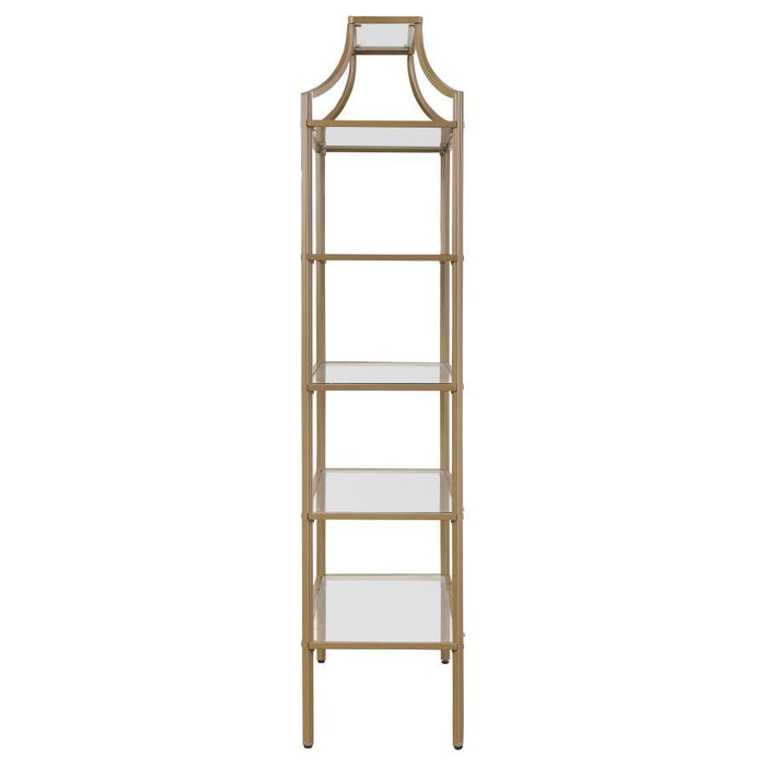 Serena - 5-Shelf Glass Bookshelf - Gold - Simple Home Plus