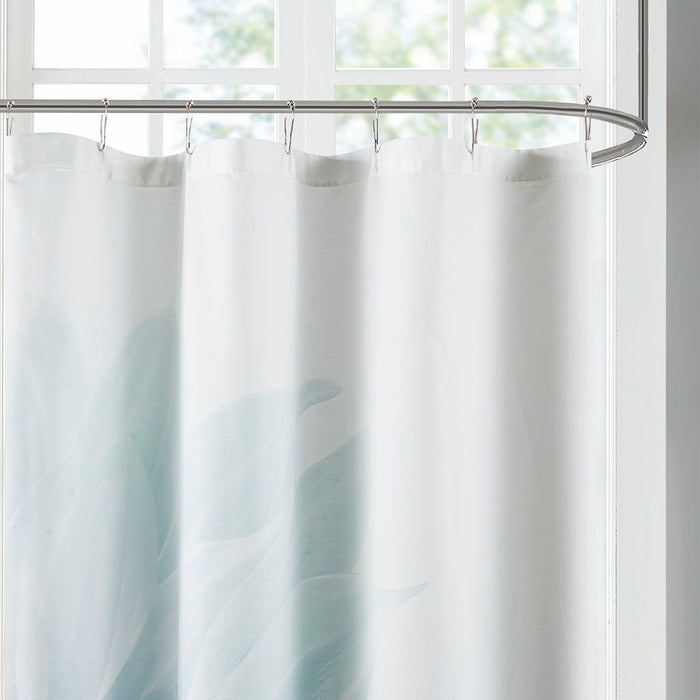 Norah - Printed Floral Shower Curtain - Aqua - Simple Home Plus
