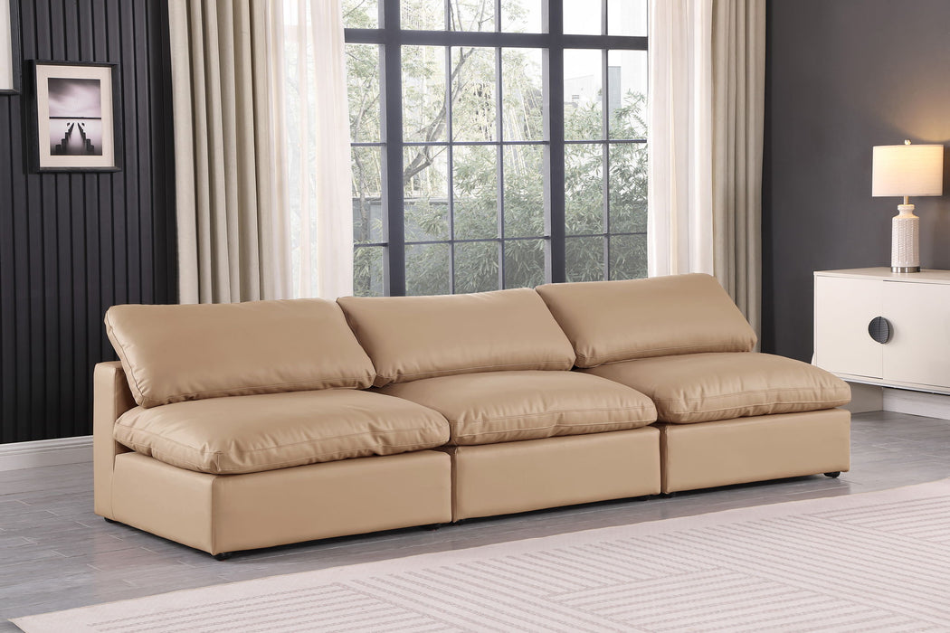 Comfy - Faux Leather Modular Armless Sofa 3 Pieces - Tan - Simple Home Plus