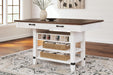 Valebeck - 5 Pc. - Counter Table With Wine Rack, 4 Swivel Stools - White / Brown - Simple Home Plus