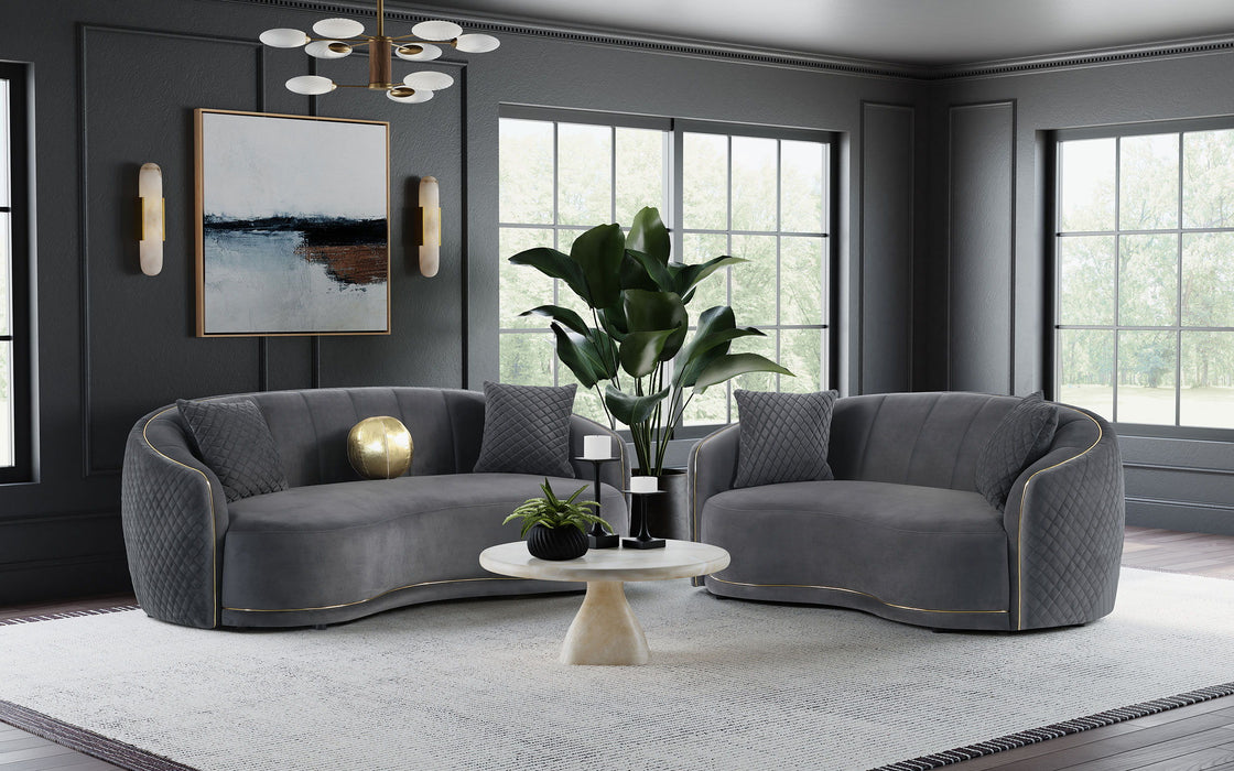 Brookside - 2 Piece Velvet Upholstered Sofa Set - Dark Gray - Simple Home Plus