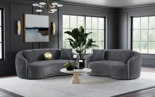 Brookside - 2 Piece Velvet Upholstered Sofa Set - Dark Gray - Simple Home Plus