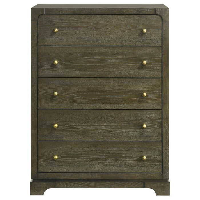 Gran Park - 5-Drawer Bedroom Chest Of Drawers - Dark Cocoa - Simple Home Plus