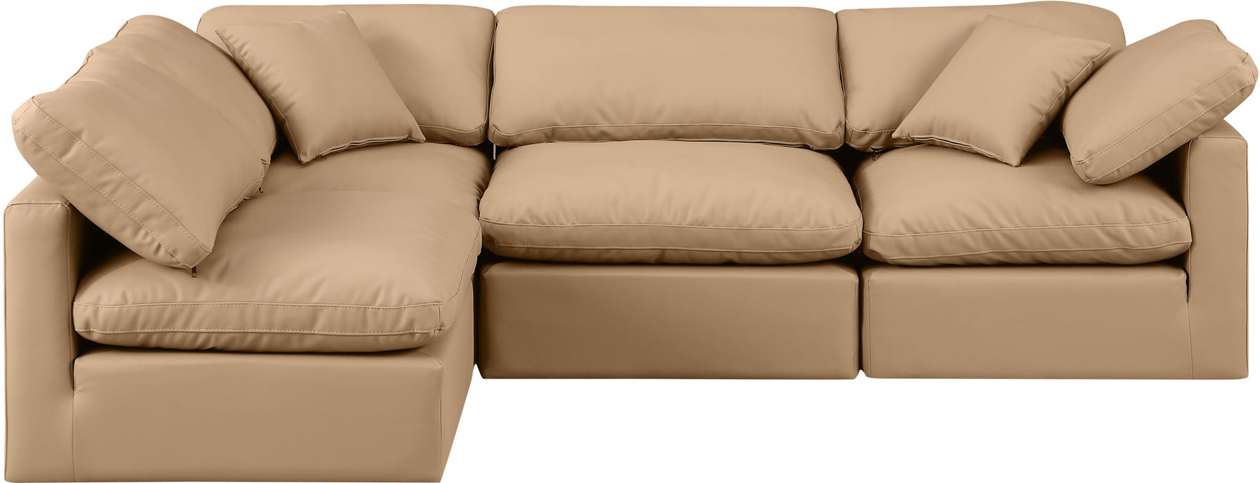 Indulge - Faux Leather 4 Piece Modular Sectional - Tan - Simple Home Plus