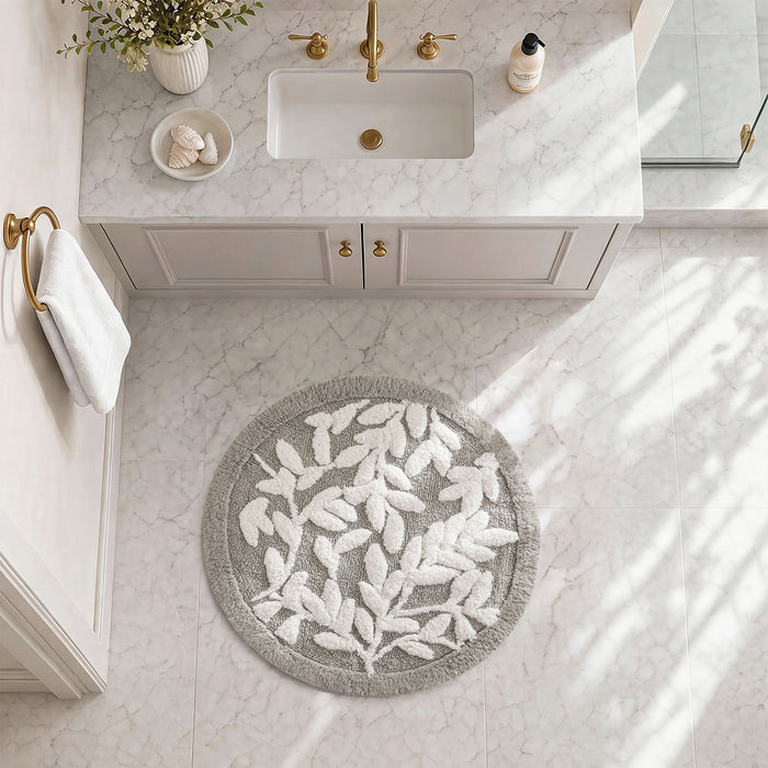 Serene - 25" Round Cotton Tufted Bath Rug - Gray