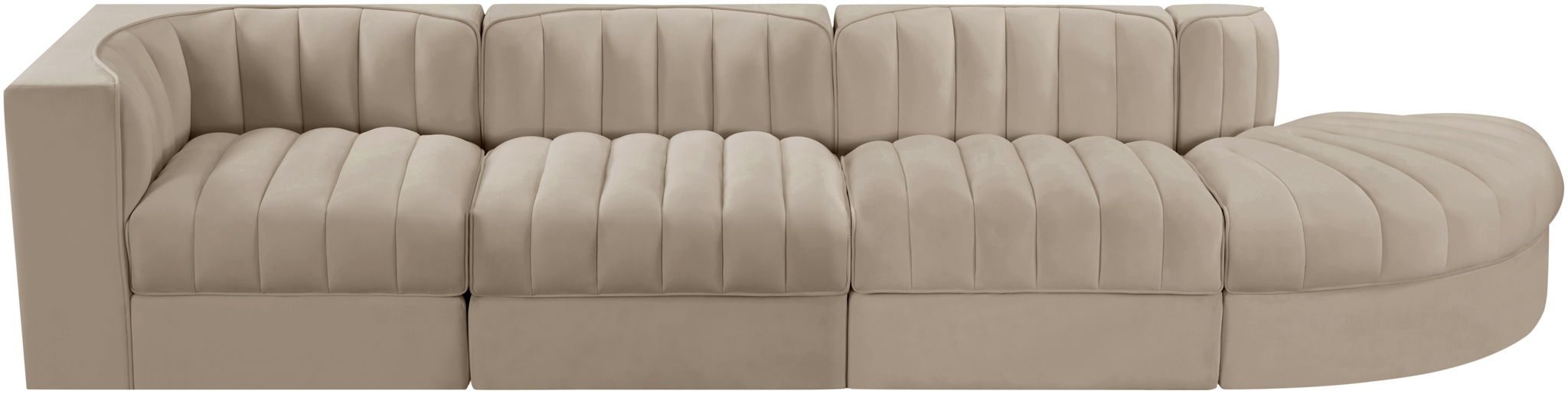 Rummi - Velvet Performance Fabric Upholstered 4 Piece Modular Sectional With Reverse Corner Chair - Simple Home Plus