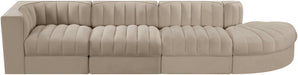 Rummi - Velvet Performance Fabric Upholstered 4 Piece Modular Sectional With Reverse Corner Chair - Simple Home Plus
