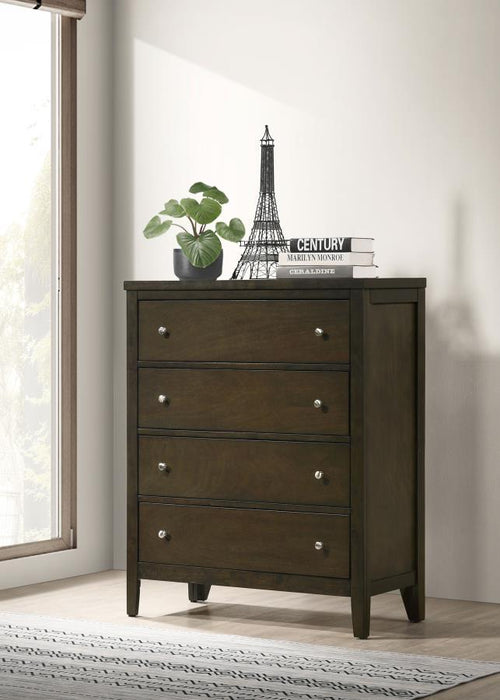 Wilkes - 4-Drawer Chest Of Drawers - Dark Cocoa - Simple Home Plus