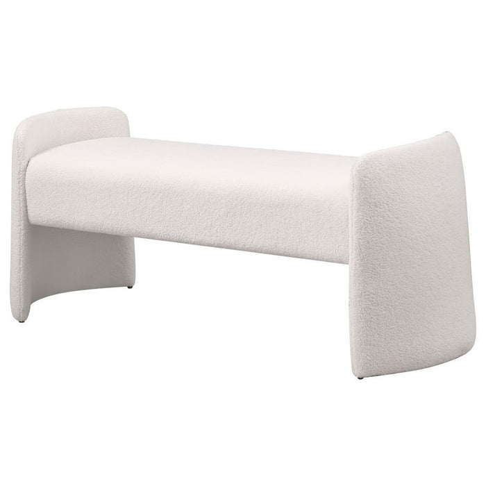 Peoria - Velvet Upholstered Accent Bench - Ivory - Simple Home Plus