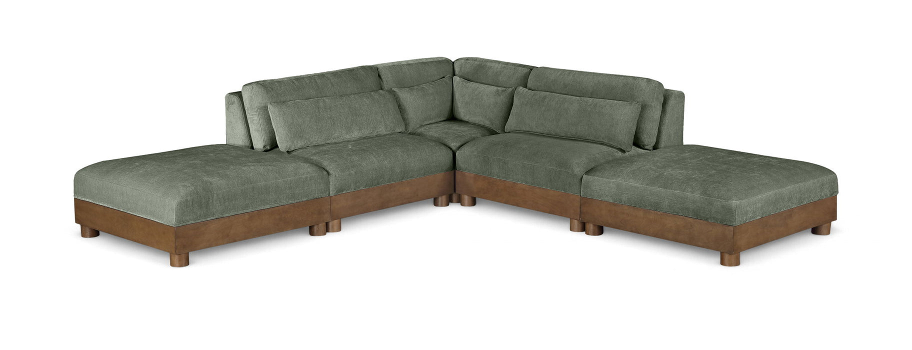 Turin - Chenille Fabric Upholstered Modular Sectional - Green - Simple Home Plus