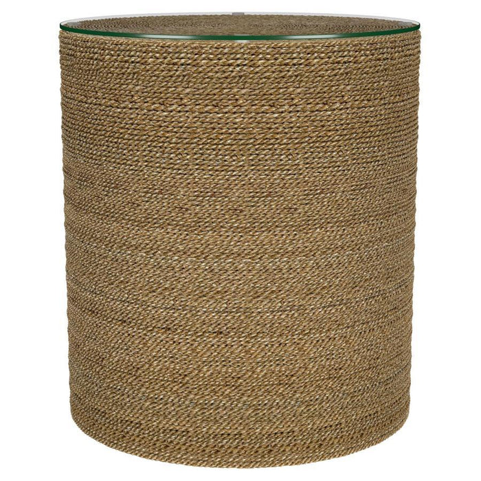 Halden - Round Woven Seagrass Accent Side Table - Light Brown - Simple Home Plus