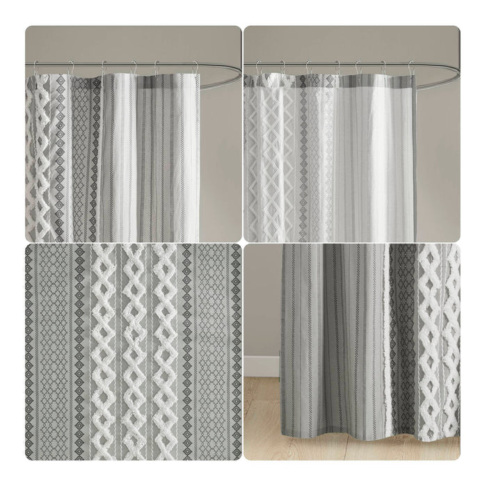Imani - Printed Shower Curtain With - Gray - Simple Home Plus