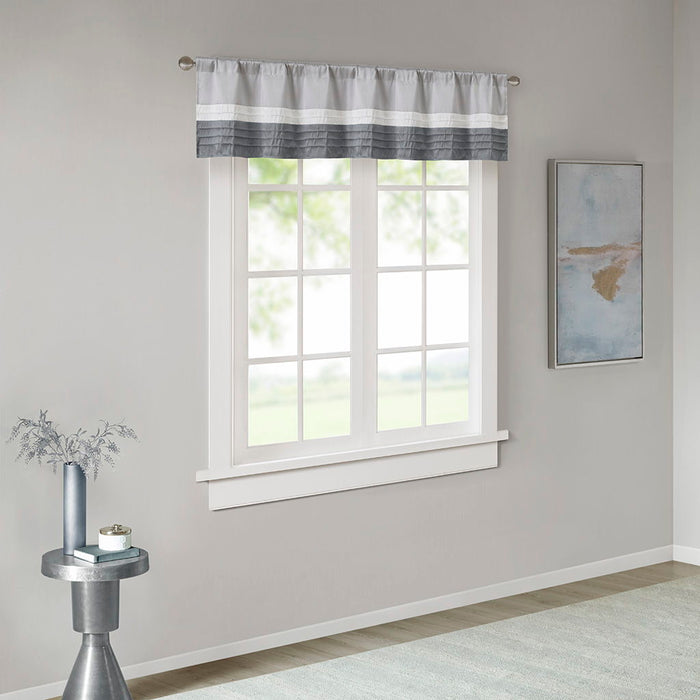 Amherst - Polyoni Pintuck Valance - Gray - Simple Home Plus