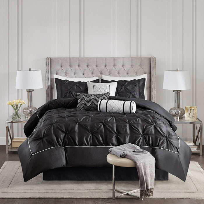 Laurel - King 7 Piece Tufted Comforter Set - Black - Simple Home Plus