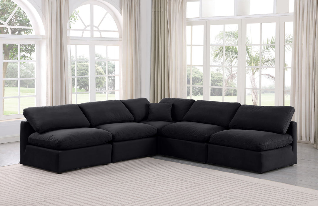Indulge - Velvet 5 Piece Modular Corner Armless Sectional - Simple Home Plus