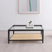 Amherst - Glass Top Metal with Cane Shelf Table - Simple Home Plus