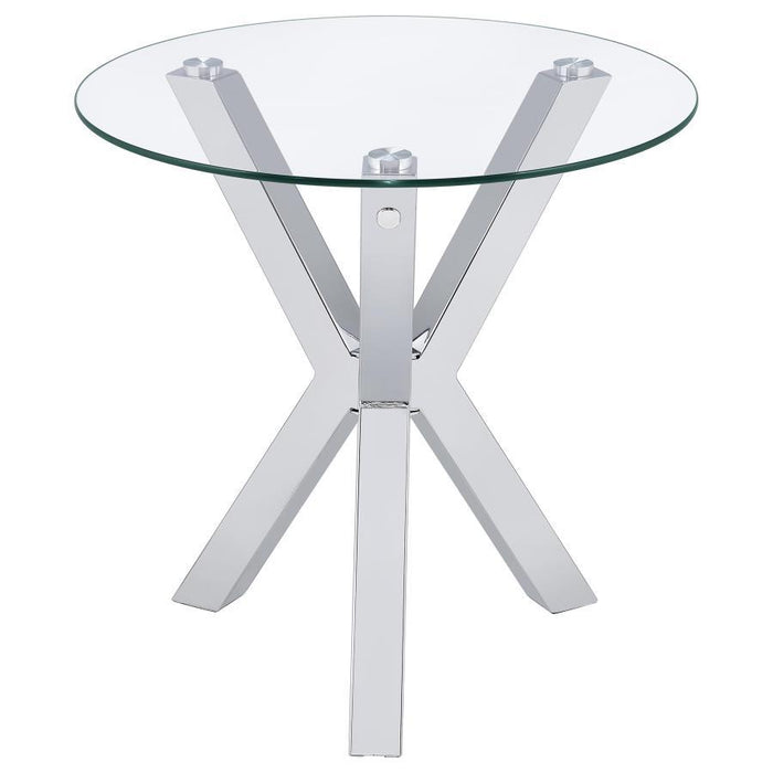 Kenzie - Round Tempered Glass Top Table - Simple Home Plus