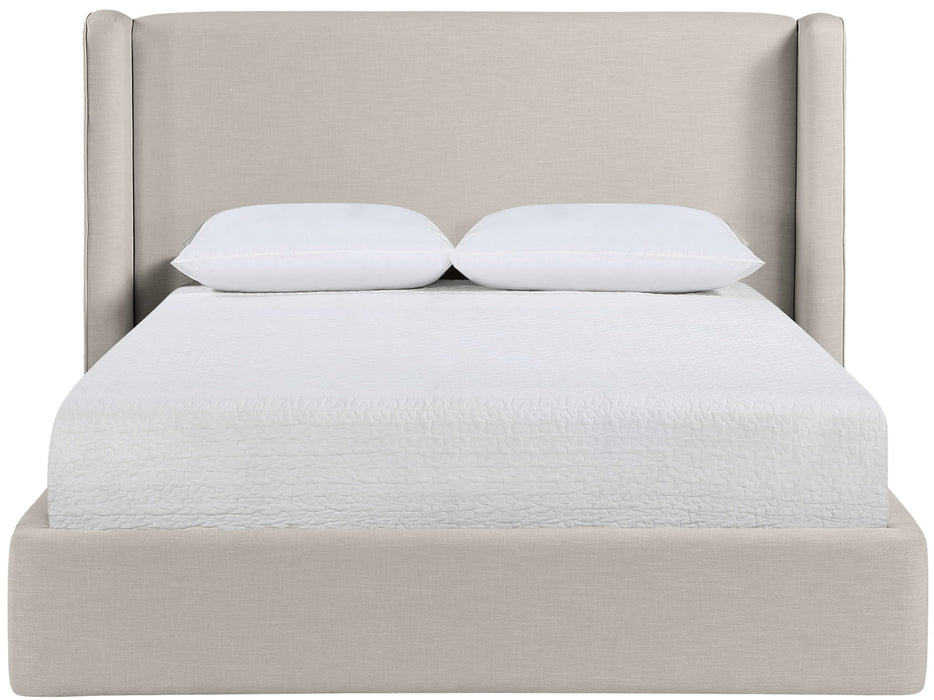 Kendall - Linen Textured Fabric Upholstered Bed - Simple Home Plus