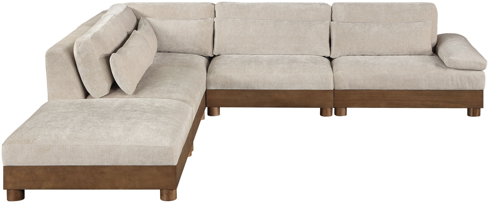 Turin - Chenille Fabric Upholstered Modular Sectional - Taupe - Simple Home Plus