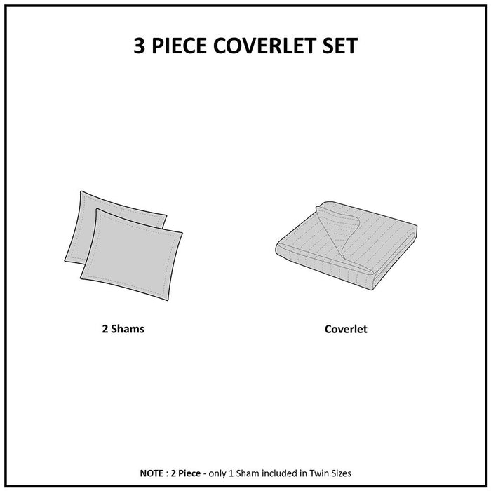 Timber - King 3 Piece Reversible Printed Coverlet Set - Black / Brown - Simple Home Plus