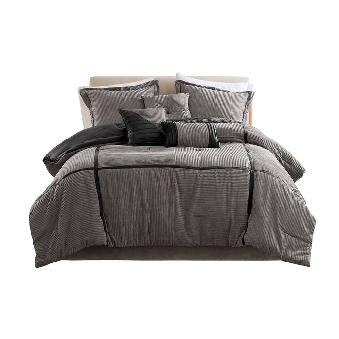 Dallas - 7 Piece King Comforter Set - Gray - Simple Home Plus