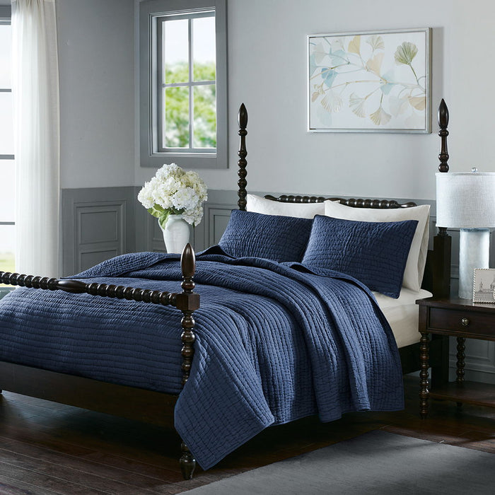 Serene - King Hand Quilted Coverlet Set - Blue - Simple Home Plus
