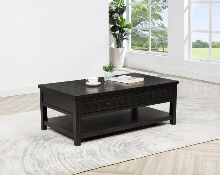 Concord - 2-Drawer Rectangular Coffee Table - Distressed Java - Simple Home Plus