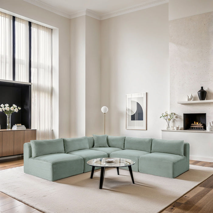 Shaggy - 5 Piece Modular Corner Armless Sectional - Simple Home Plus
