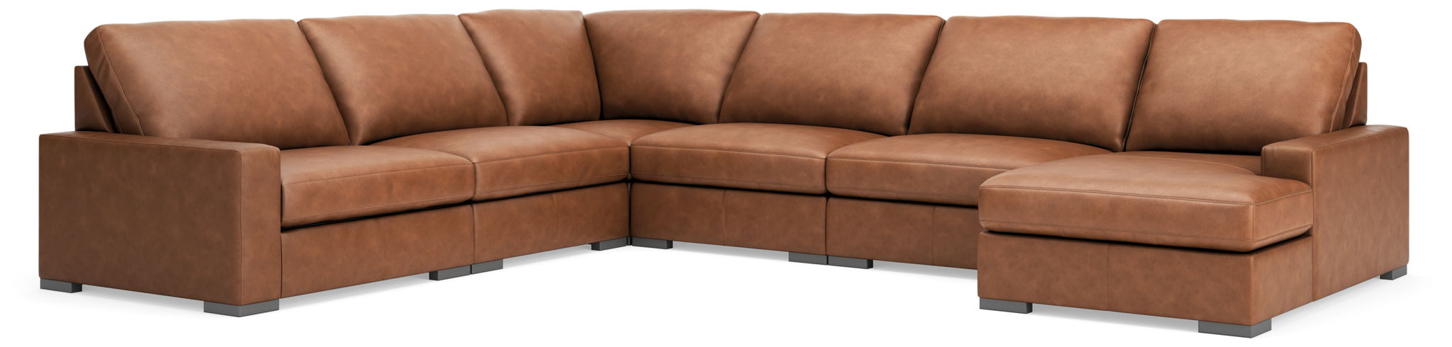 Calden - 6-Piece Sectional With RAF Corner Chaise - Caramel - Simple Home Plus