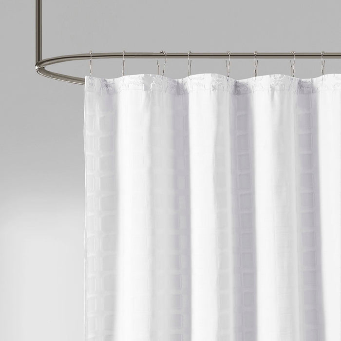 Metro - Woven Clipped Solid Shower Curtain - White - Simple Home Plus