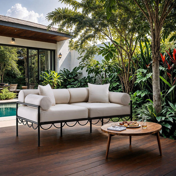 Portofino - Resilient Water Repellent Fabric 69.75" Upholstered Outdoor Patio Loveseat - Simple Home Plus