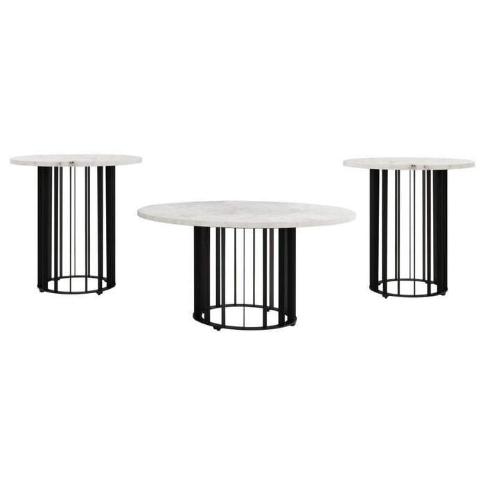 Haven - Round Marble Coffee Table Set - Simple Home Plus
