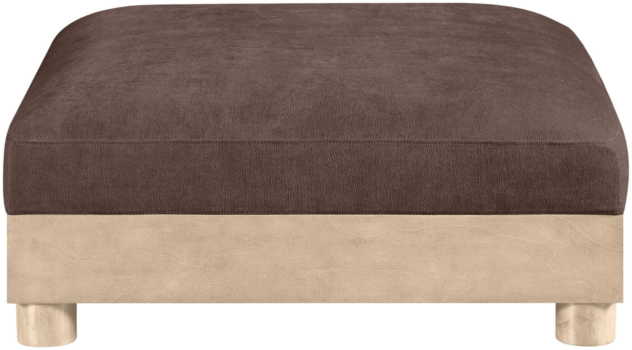 Turin - Chenille Fabric Upholstered Modular Ottoman - Natural Base - Simple Home Plus