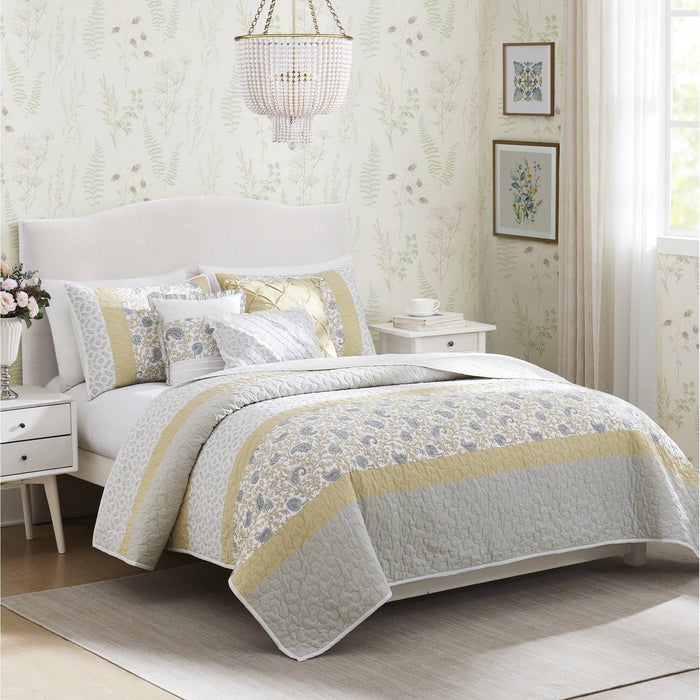 Dawn - 6 Piece Reversible Coverlet Set - Yellow - Simple Home Plus