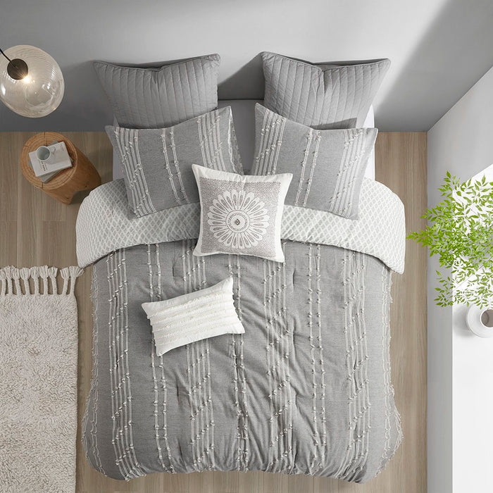 Kara - 3 Piece Jacquard Comforter Set - Gray - Simple Home Plus