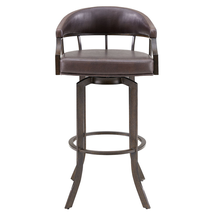 Pharaoh - Swivel Faux Leather Bar Stool - Brown Finish