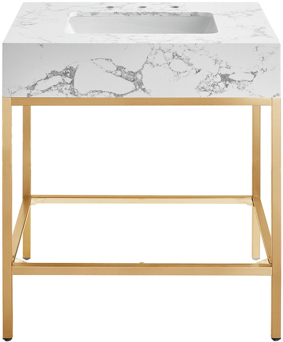 Marmo - Engineered Marble Bathroom Vanity With Gold Base - Simple Home Plus