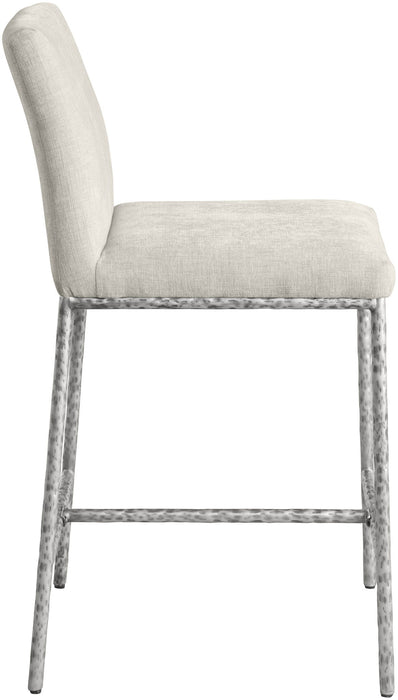 Reeves - Chenille Fabric Upholstered Counter Stool (Set of 2) - Silver Base - Simple Home Plus