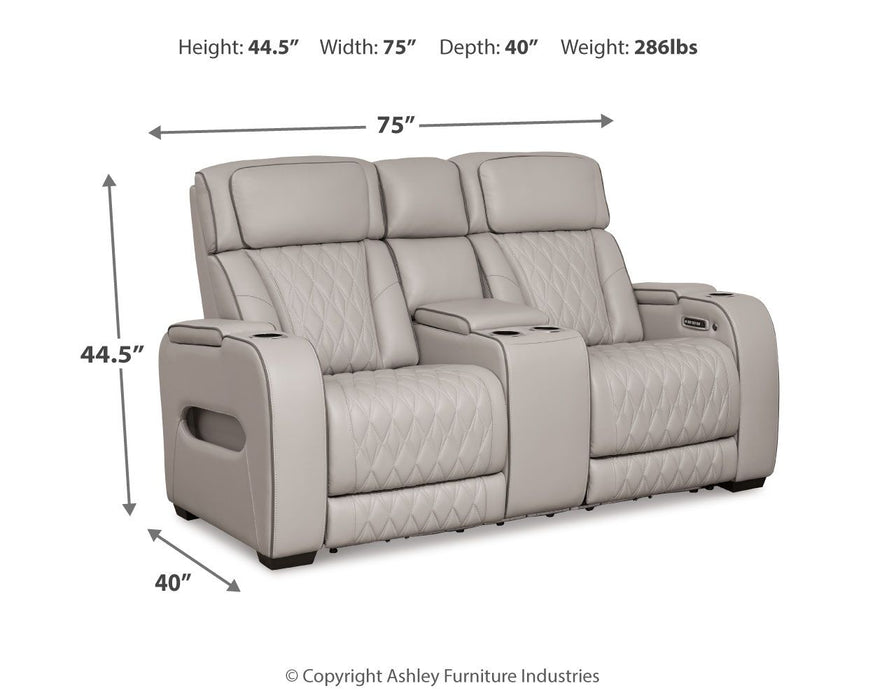 Boyington - Power Reclining Loveseat With Console/Adj Hdrst - Simple Home Plus